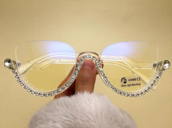 Jennifer Luxury Rhinestone Cat Eye Glasses - Image 2