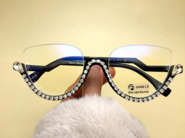 Jennifer Luxury Rhinestone Cat Eye Glasses - Image 4